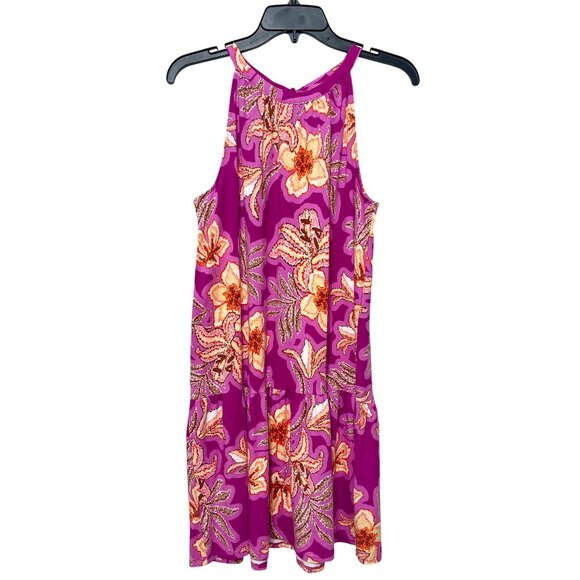 Loft Mosaic Mini Halter Swing Dress in Floral Print Size M - Picture 3 of 11